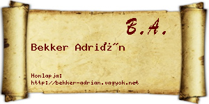 Bekker Adrián névjegykártya