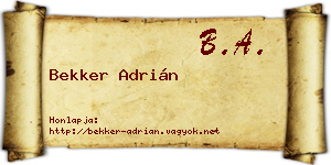 Bekker Adrián névjegykártya
